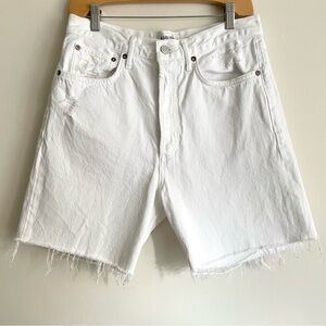 AGOLDE 90's Loose Fit Mid Thigh Denim Shorts White (Altered)